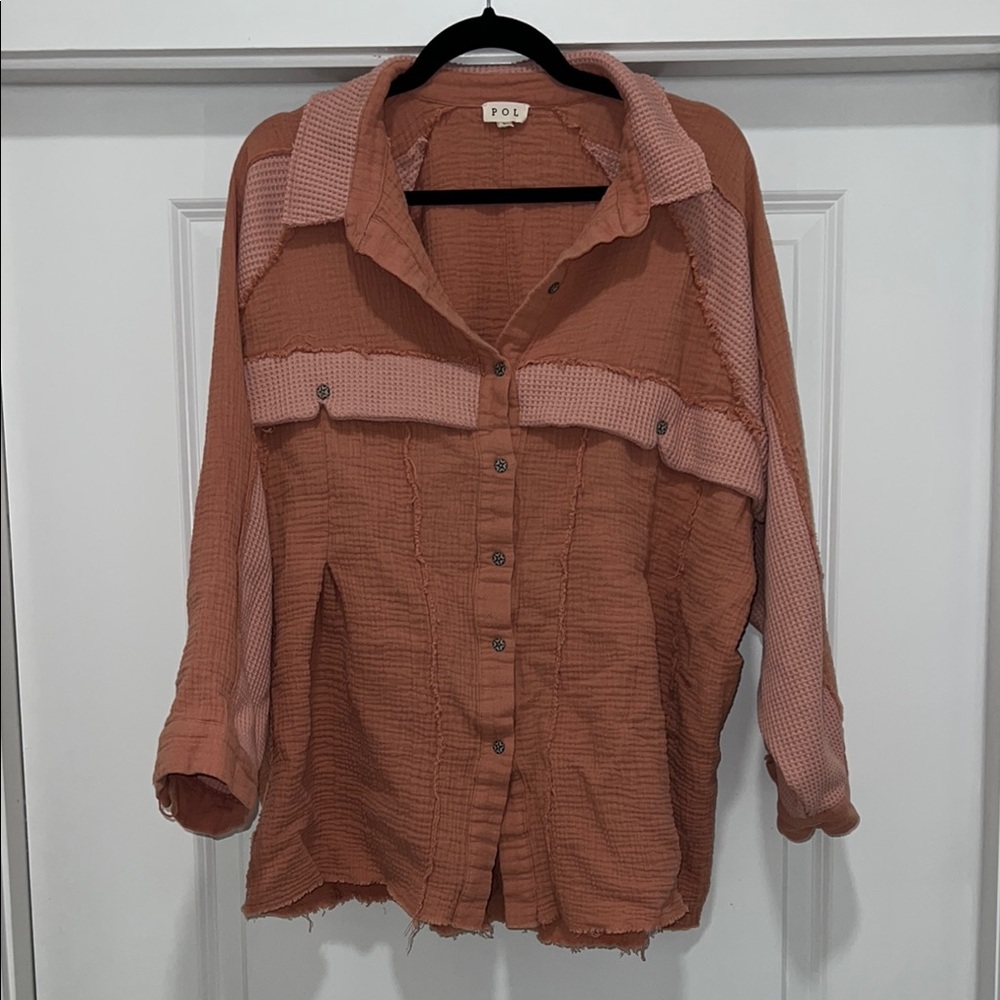 Women's Rust Button-Up Top